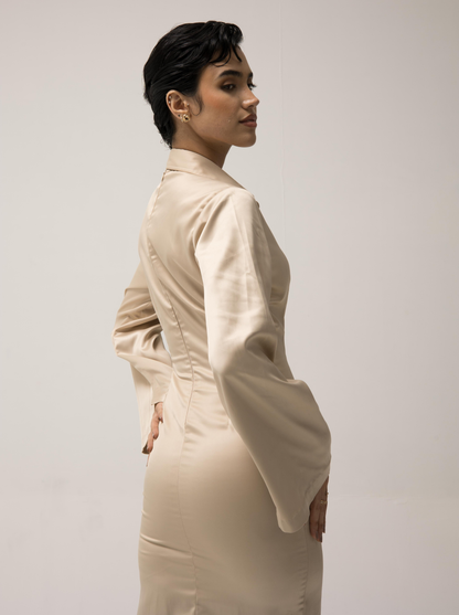 Bodycon Beige Shirt Dress