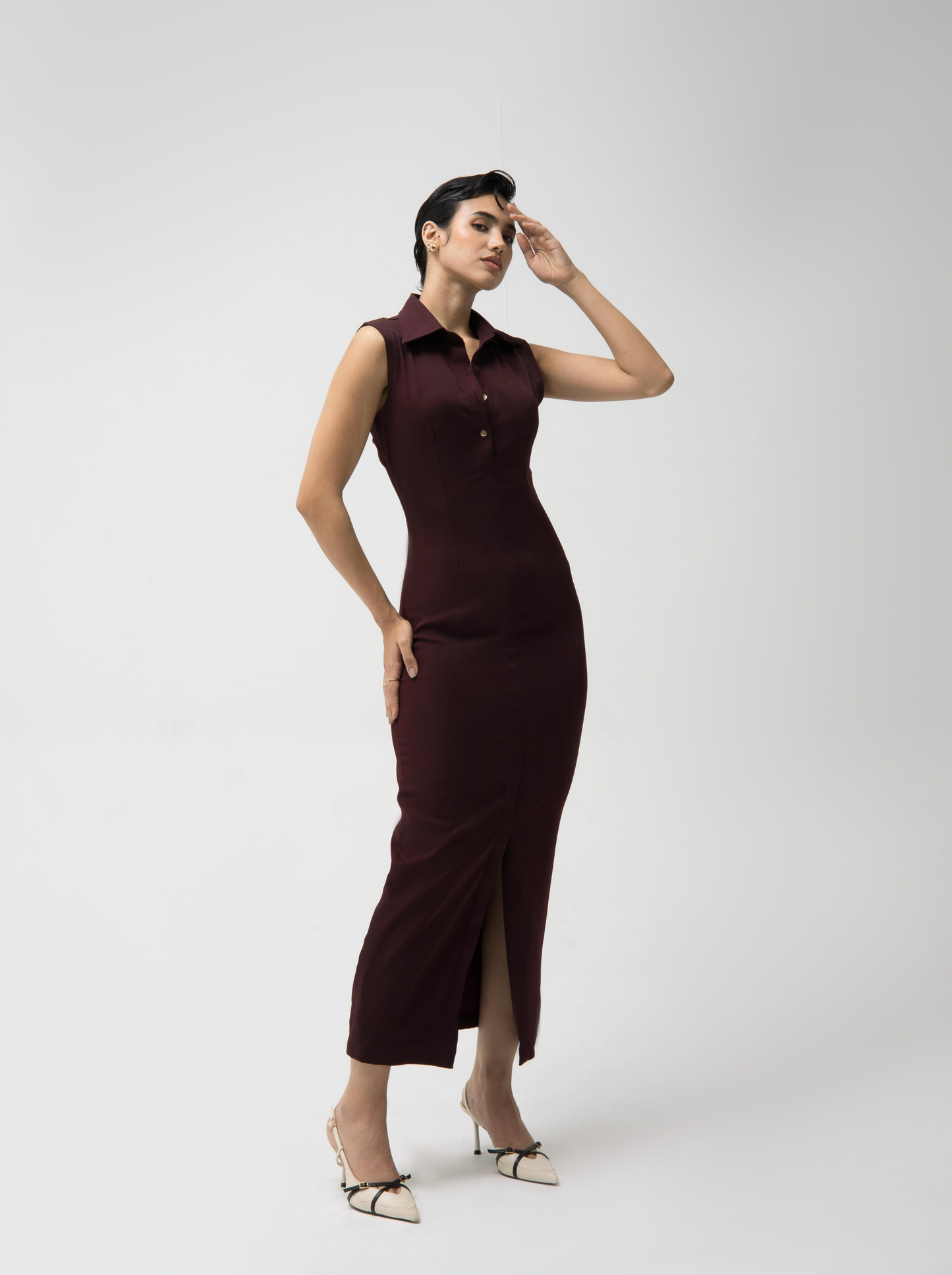 Bodycon plum shirt dress