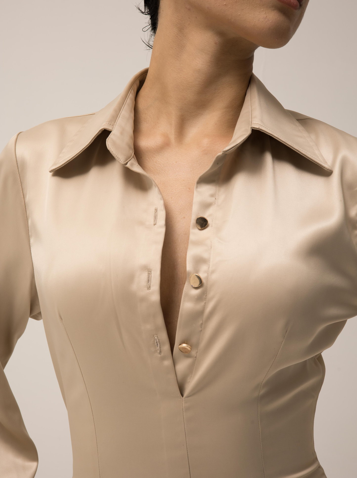 Bodycon Beige Shirt Dress