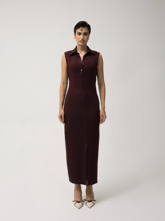Bodycon plum shirt dress