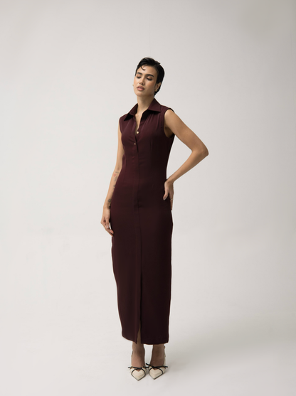 Bodycon plum shirt dress